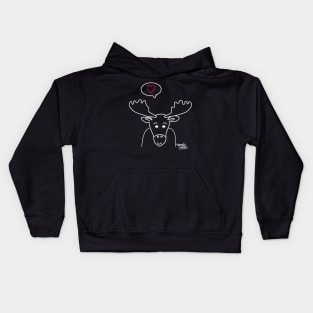 Love moose on navy blue Kids Hoodie